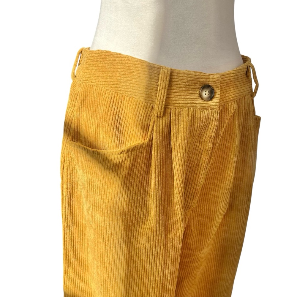 NWT High waisted relaxed fit pleated mustard yellow corduroy trousers 6 - Picture 5 of 16